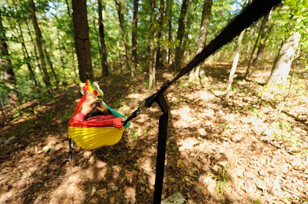 Hammock setup: 30-degree-angle suspension straps hanging correctly
